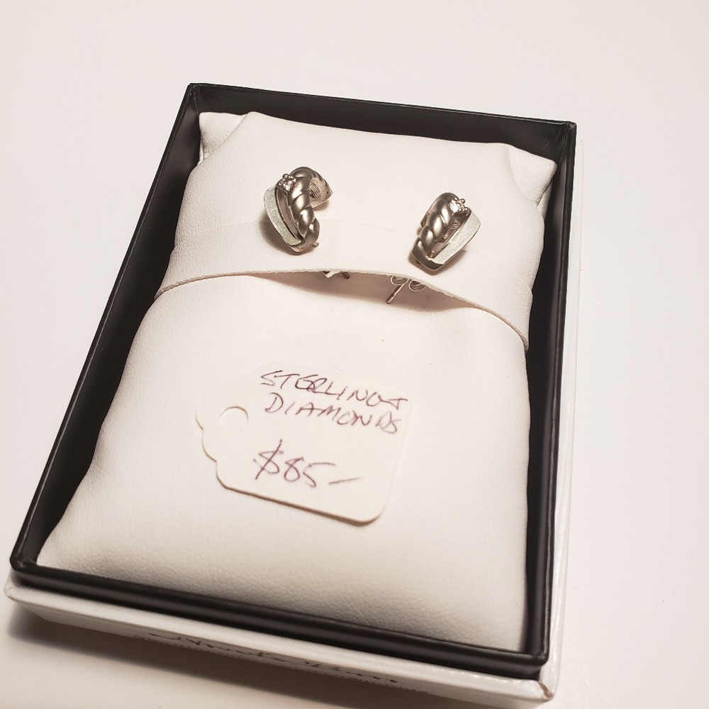 Sterling Silver & Diamonds Earrings